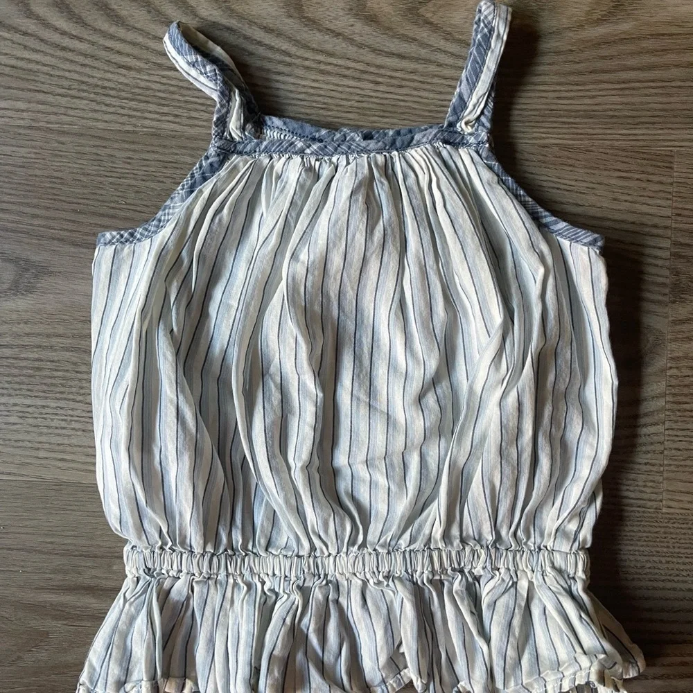 Ralph Lauren Striped Cotton Madras Top Peplum Cami Tie Shoulder Bows Size 18M